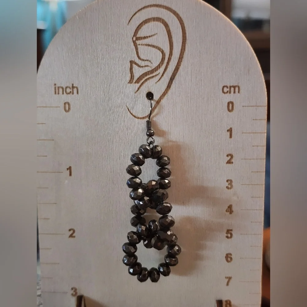 Gunmetal Dangle Beaded Earrings